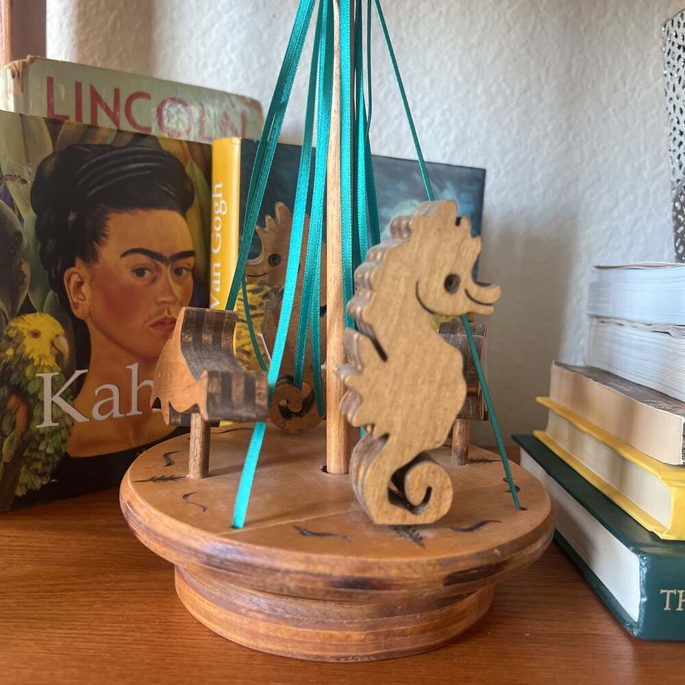Flying Seahorse Blue Mobile Sea Shore Decor Colombia Fair Trade Hand Painted